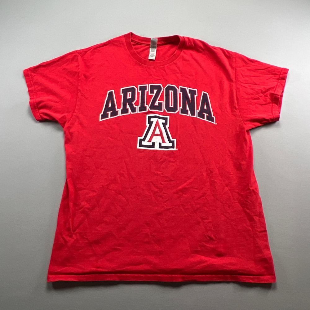 Arizona Wildcats Football Team Shirt Womens Large Red Heavy Cotton Gildan NCAA